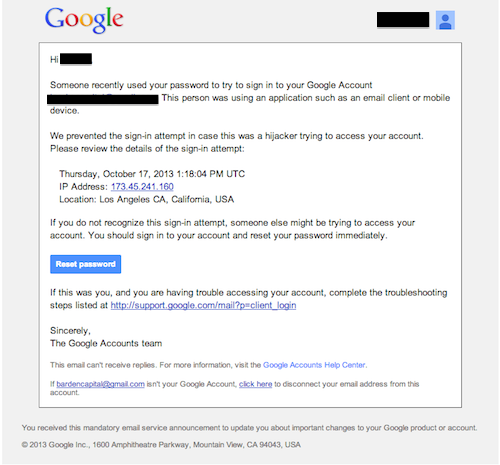 Gmail sign in prevented email