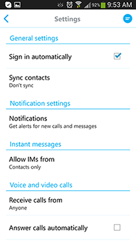 Skype signout UI